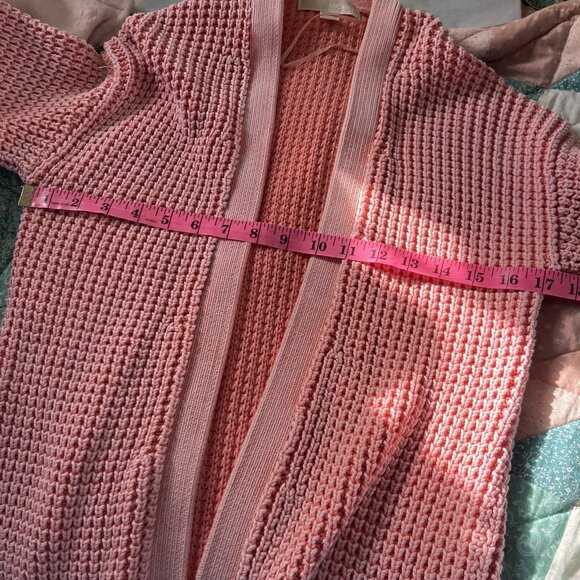 Michael Michael Kors Cardigan Womens S Pink Chunky Knit Open Front - Picture 6 of 7